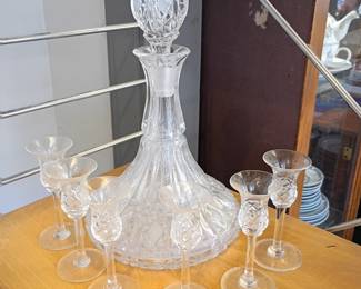 crystal decanter and glasses 