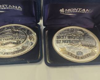 Rocky mountain Elk foundation Belt buckles Brass plate with sterling silver