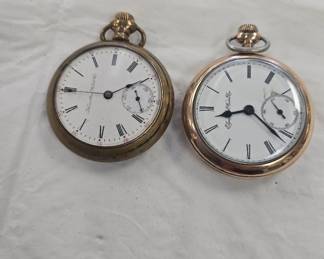 two pocket watches Hamilton and Elgin 