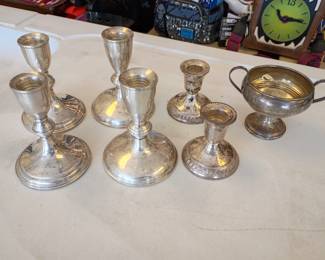 Sterling silver candlesticks weighted 