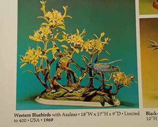 Western Bluebirds with Azaleas 1 of 400  done by Boehm PHENOMENAL PIECE WITH NOTING BROKEN  . 