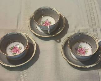 3 Tea Cups with Saucers Royal Grafton Bone China