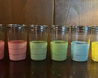 Six Vintage Small Juice Glasses