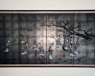 Scene with Dancers Tree Wall Art Or Low Folding Screen