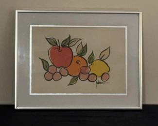 Fruit, Watercolor, Signed and Authenticated