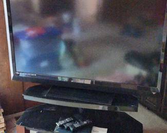 Vizio 55 TV, Stand And Sony Bluray Player