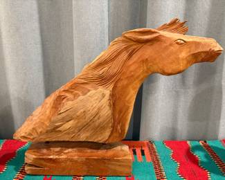 Horse Wood Carving Statue