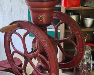 1900's Elgin National Coffee Mill , beautifully crafted in excellent condition.