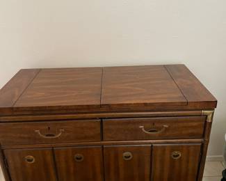 Drexel Heritage Campaign Style Dry Bar with Convertible Server Bar. 