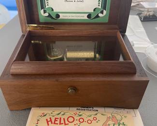 Vintage  Thorens music box with original papers plays A Time for Us