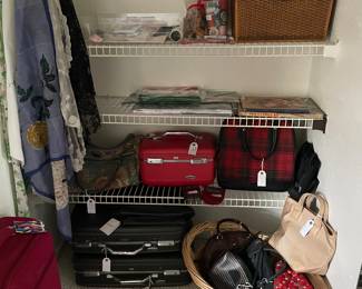 Luggage , purses, sewing & knitting supplies. 