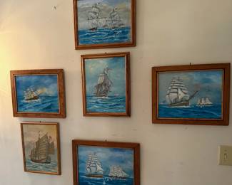 New Britain Artist Mendell Baldesarri Origianl Ship Paintings