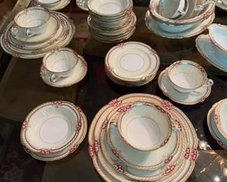 Antique Noritake Rubigold China / Service for 12 with 7- Piece Place Settings / Serving Bowls and Platters