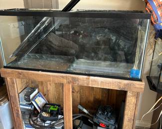 large fish tank with equipment