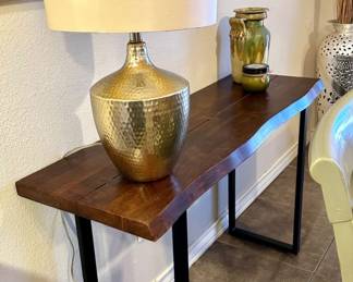 brass hammered lamp