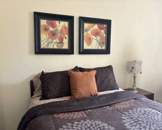 MCM Queen Bedroom Furniture - Bedframe, mattress, dresser and storage cabinet with mirror