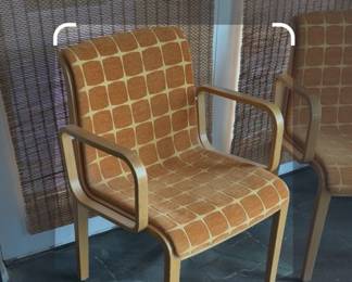 Pair of Knoll – Bentwood Upholstered Side Chairs Model 1305U