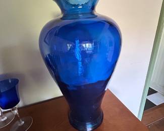 Cobalt Blue Glass Floor Vase