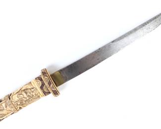 Lot 32 Japanese Hand Carved Bone Dagger