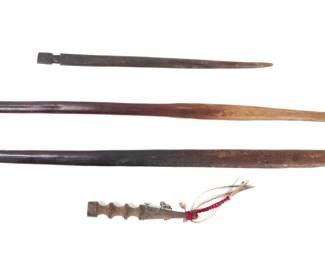 Lot 52 Group of Three Wood Clubs and Wood Handle