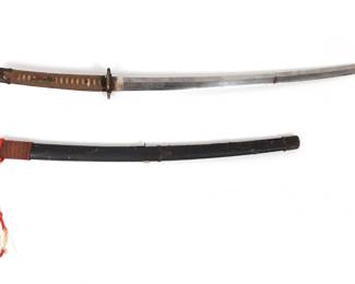Lot 30 Signed Japanese Kanta Sword w Scabbard, Showa Period