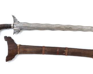 Lot 43 Fine 13 Wave Moro Sulu Kris with Scabbard
