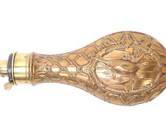 Lot 72 Embossed Gilt English Powder Flask by G  J.W. Hawksley Sheffield