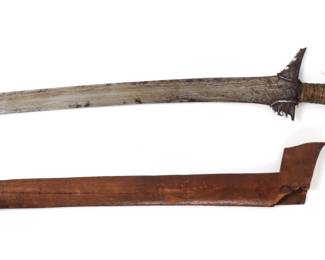 Lot 38 Early Moro Straight Kris with Scabbard