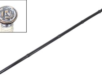 Lot 13 Scarce Ebony Sterling Silver Tipped Cane, Hidden Seal