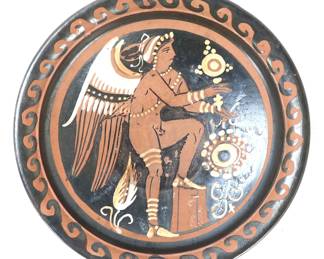 Lot 3 Greek Apulian RedFigure Plate, Winged Eros