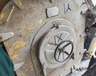 1940'S MILITARY BATTLE SUBMARINE HATCH, EXTREMELY LARGE AND HEAVY.