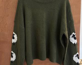 Ultra Flirt Green Sheep Mock-Turtleneck Sweater – Size XL