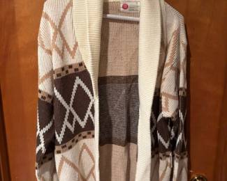 Circa 1990s Sears Kings Road Cream & Brown Cardigan