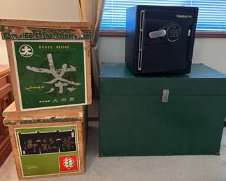 Japanese Tea Boxes, Sentry Safe Security Safe, Green Leather Trunk
