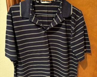 Cutter & Buck Men's Black with White Stripes Polo