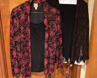 JM Collection Women's Red & Black Cardigan Sweater