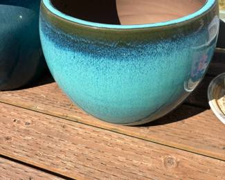 Turquoise Ombre Glazed Ceramic Planter