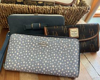 Dooney & Bourke Monogramed Wallet, Coach Pale Blue Wallet with Ditzy Star Print