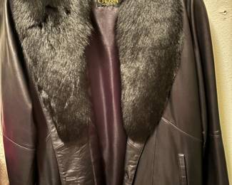 Chosen Couture Collection Brown Lamb Nappa Leather Jacket with Black Fur Collar