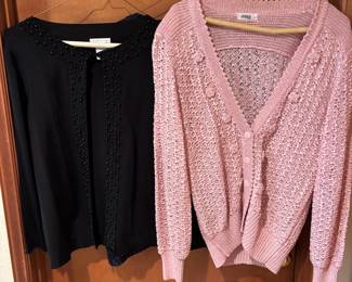 Worthington Black Cardigan Sweater with Beading Detail, Piele Pink Knitted Button Up Cardigan Sweater 