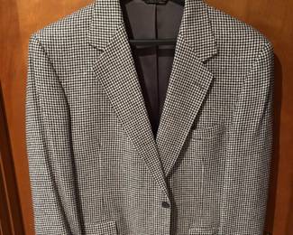 Men's Black & White Houndstooth Pattern Blazer Jacket