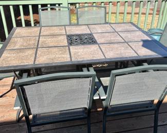 7-Piece Outdoor Patio Dining Set with Tile-Top Table 