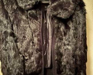 Black Rabbit Fur Jacket - Size Medium