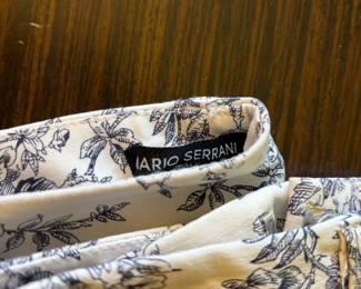 Mario Serrani Womens Italy Comfort Stretch Floral Design Black & White Pants