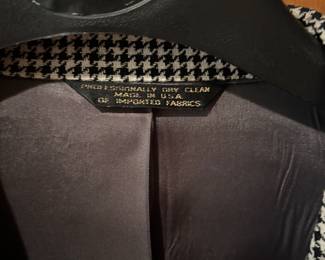 Men's Black & White Houndstooth Pattern Blazer Jacket