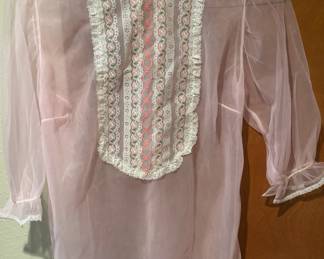 Sheer Pink Nightgown Top with Lace Detailing