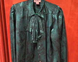 Circa 1980s Yves St. Clair Green Long Sleeve Blouse