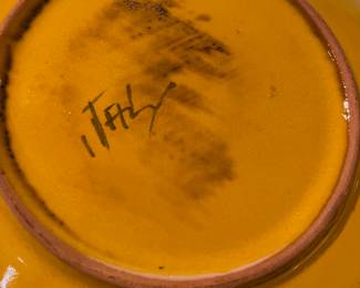 Mid Century Italian Hand Painted Yellow/Blue Bread & Butter Plates