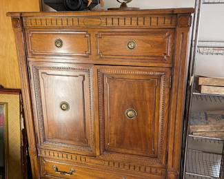 Neoclassical Style Highboy Dresser with Ornate Carved Details