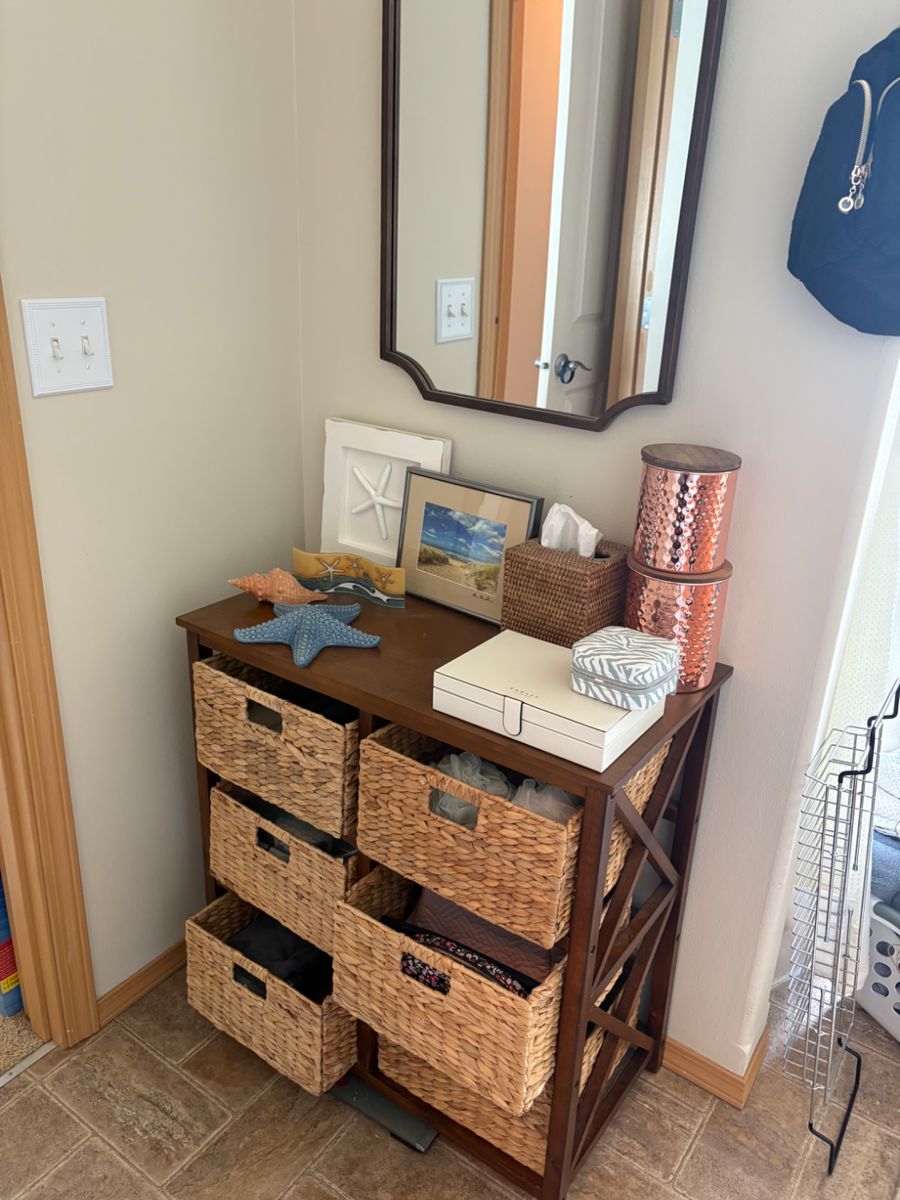 Baskets/Shelves $50, Mirror $15